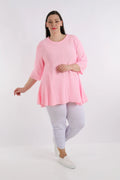  AKH Fashion Shirt in Glocken-Form, aus Baumwolle, 1110.01892, Rosa, Schick, Modern, Bequem