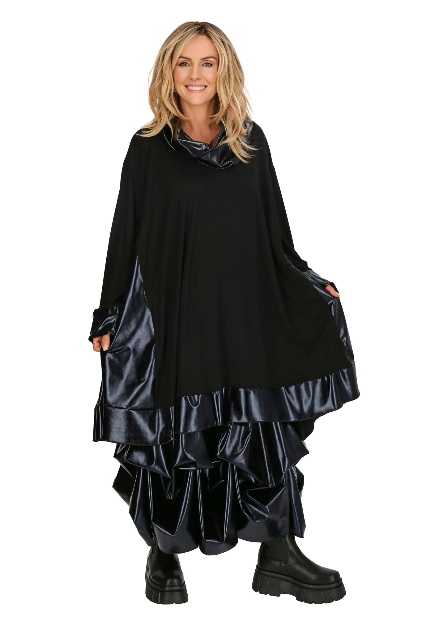  A-Form Bigshirt von AKH Fashion aus Viskose, 1227.09953, Schwarz-Metalic, Unifarben, Schick