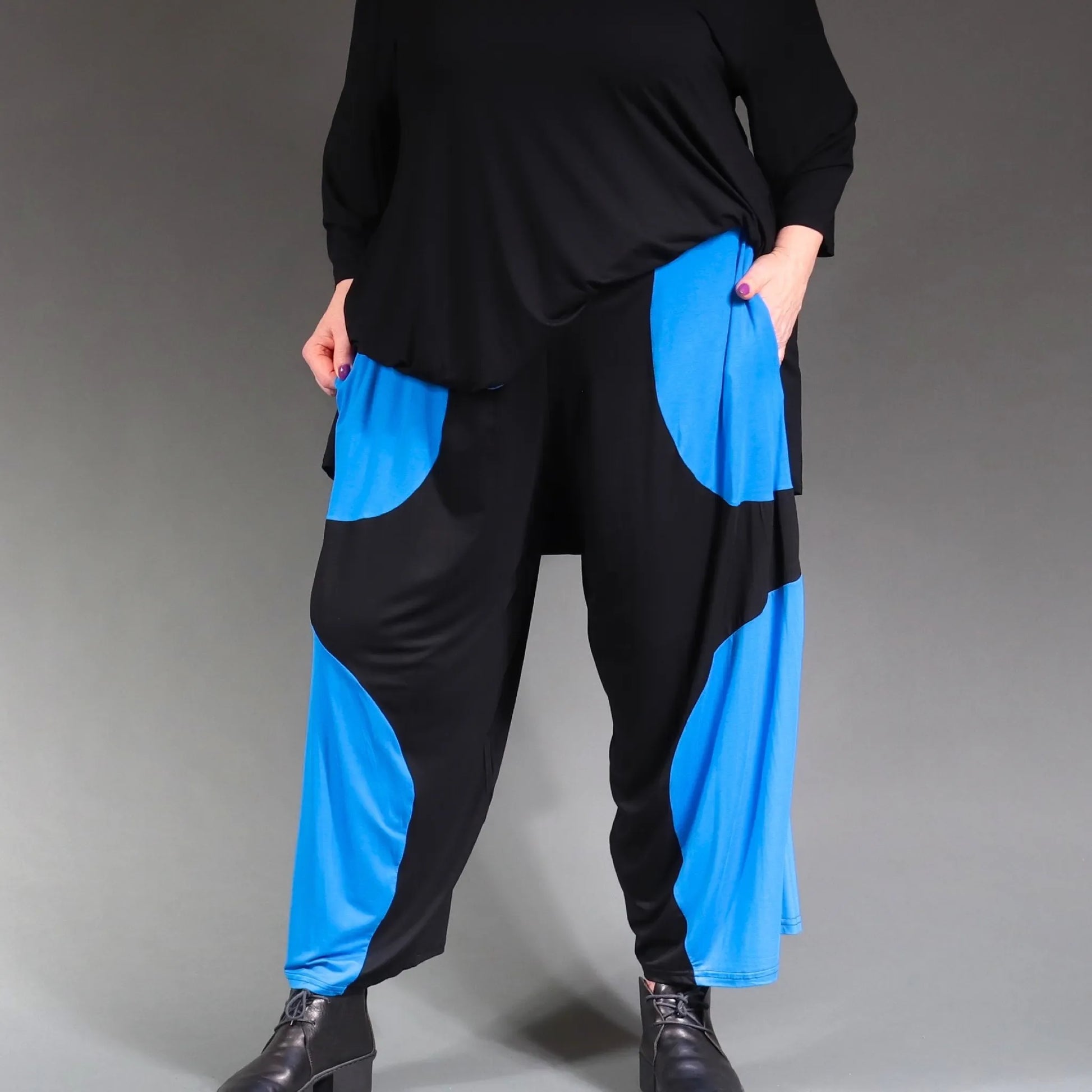  Ballonhose von AKH Fashion aus Viskose, 1238.06914, Schwarz-Blau, Unifarben, Ausgefallen