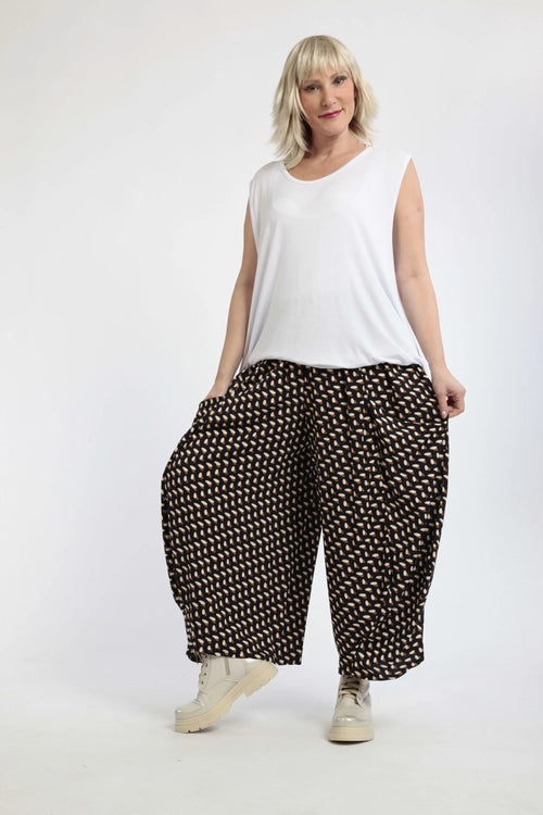  Ballonhose von AKH Fashion aus Viskose, 1244.08069, Marineblau-Cognac, Punkte, Schick