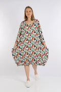  Ballonkleid von AKH Fashion aus Viskose, 1251.06840, Lime-Grün-Orange, Grafik, Schick