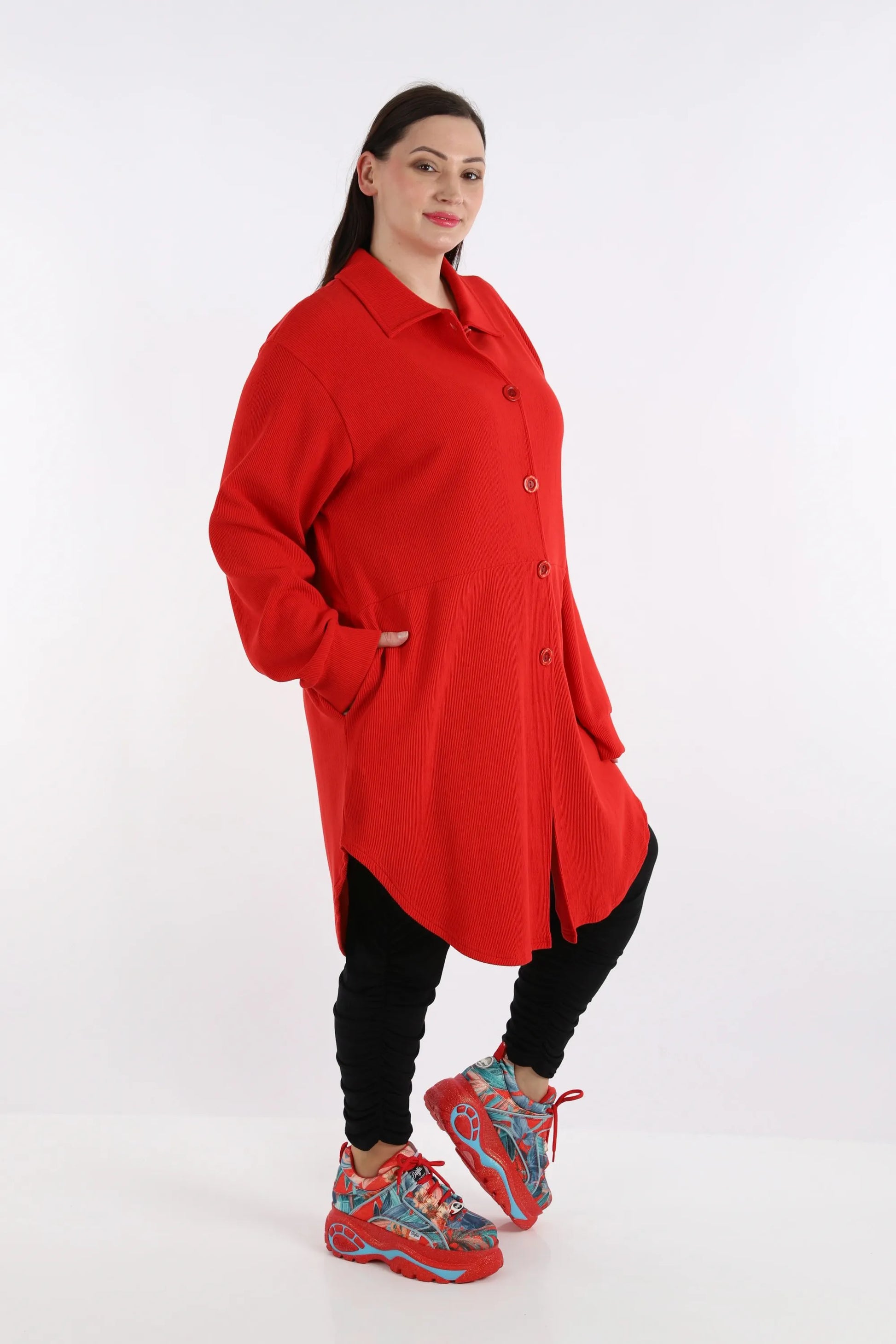  Bluse von AKH Fashion aus Baumwolle in gerundeter Form, 1252.06881, Rot, Schick, Modern