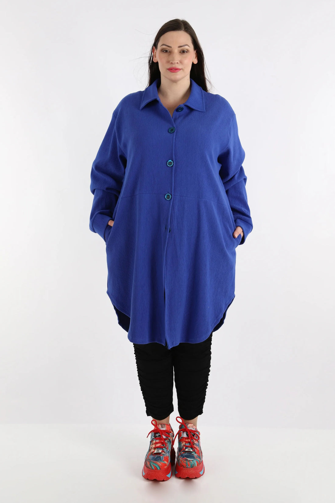  Bluse von AKH Fashion aus Baumwolle in gerundeter Form, 1252.06881, Blau, Schick, Modern