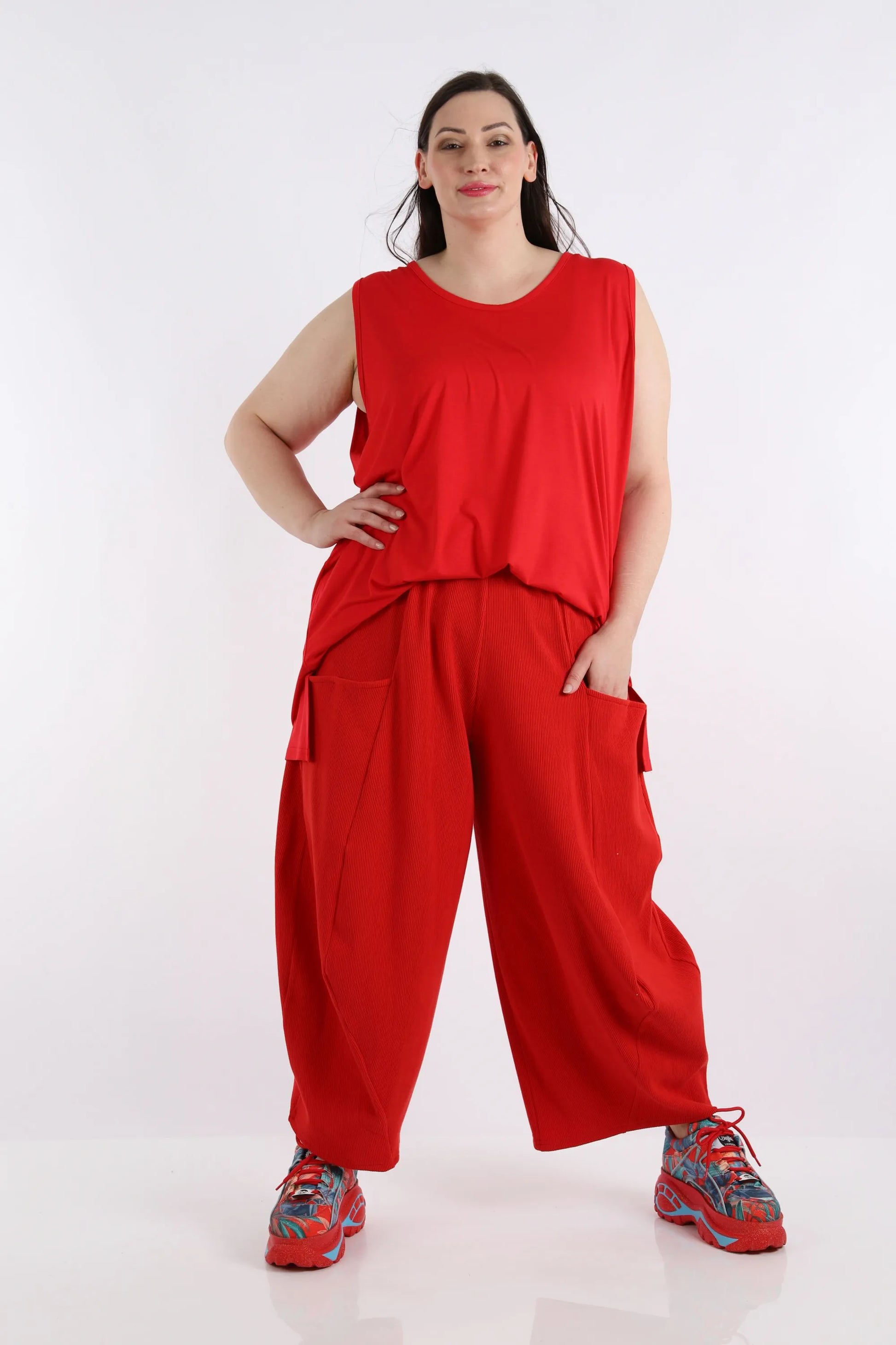  Ballonhose von AKH Fashion aus Baumwolle, 1252.08069, Rot, Unifarben, Ausgefallen, Modern