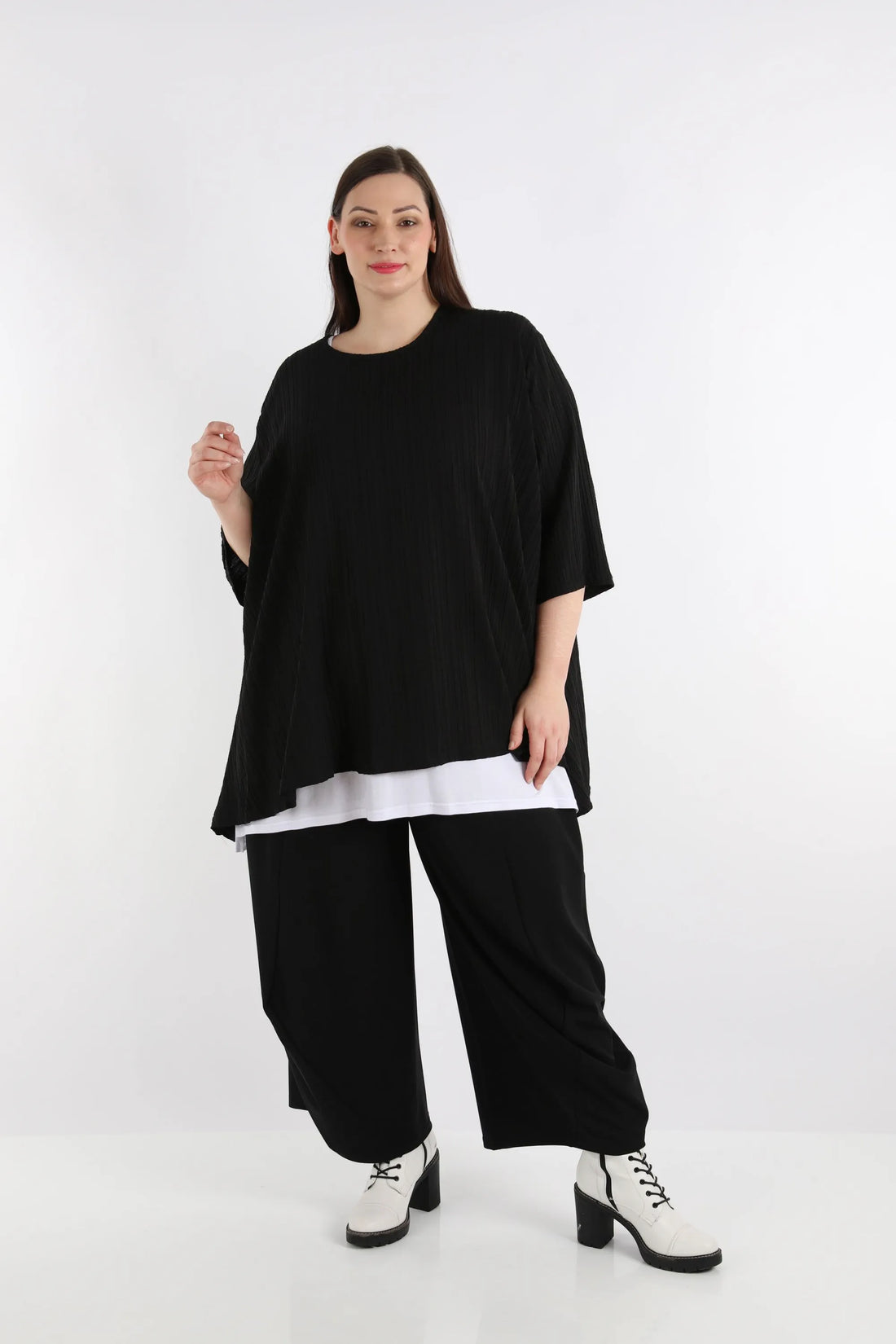  A-Form Bigshirt von AKH Fashion aus Viskose, 1254.00593, Schwarz, Unifarben, Schick, Modern