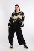  AKH Fashion Jacke in gerundeter Form, aus Rayon, 1258.00130, Schwarz-Beige, Batik, Schick