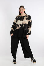  AKH Fashion Jacke in gerundeter Form, aus Rayon, 1258.00130, Schwarz-Beige, Batik, Schick