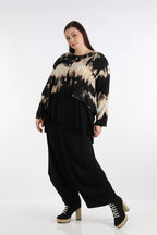  AKH Fashion Jacke in gerundeter Form, aus Rayon, 1258.00130, Schwarz-Beige, Batik, Schick