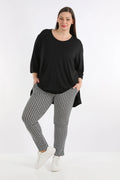  AKH Fashion Hose in gerader Form, aus Polyester, 1267.06229, Schwarz-Weiß, Muster, Schick