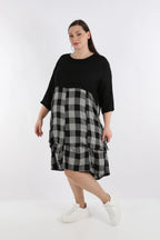  Ballonkleid von AKH Fashion aus Viskose, 1269.08034, Schwarz-Grau, Kariert, Schick