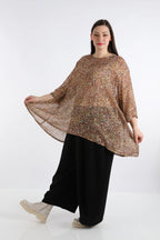  A-Form Bigshirt von AKH Fashion aus Viskose, 1279.00593, Cognac, Animal, Schick, Modern