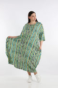  Ballonkleid von AKH Fashion aus Viskose, 1281.01926, Grün-Blau-Weiß, Streifen, Schick