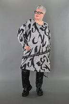  AKH Premium Bigshirt in asymmetrischer Form, aus Materialmix, P1006.7126, Grau/Dunkelgrau