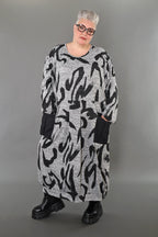  AKH Premium Kleid in gerader Form, aus Materialmix, P1006.7127, Grau/Dunkelgrau, Schick