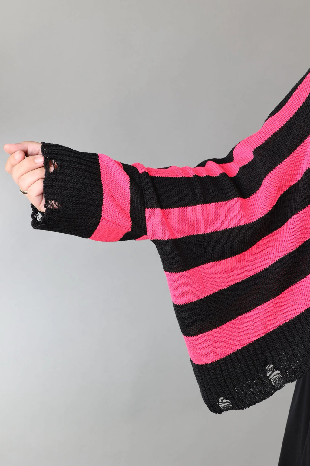  AKH Premium Überwurf in kastiger Form, aus Baumwolle, P1007.2537, Schwarz/Fuchsia, Schick