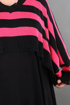  AKH Premium Überwurf in kastiger Form, aus Baumwolle, P1007.2537, Schwarz/Fuchsia, Schick