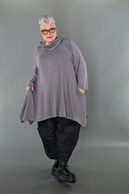 A-Form Bigshirt von AKH Premium aus Viskose, P1008.3371, Hellgrau, Ausgefallen, Zeitlos