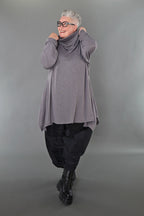 A-Form Bigshirt von AKH Premium aus Viskose, P1008.3371, Hellgrau, Ausgefallen, Zeitlos