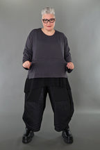  AKH Premium Bigshirt in gerader Form, aus Viskose, P1008.7130, Dunkelgrau, Ausgefallen