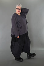  AKH Premium Bigshirt in gerader Form, aus Viskose, P1008.7130, Dunkelgrau, Ausgefallen