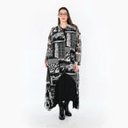  Zipfel Bluse von AKH Premium aus Viskose, P1011.7135, Weiß/Grau, Kringel, Ausgefallen