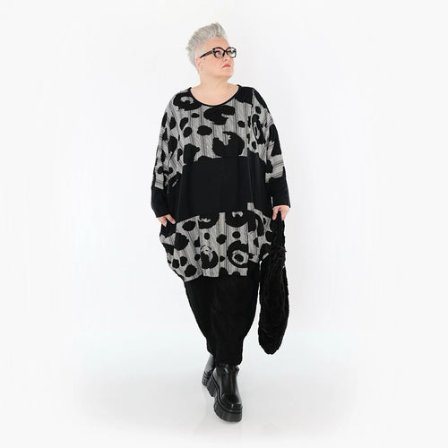  Ballon Bigshirt von AKH Premium aus Viskose, P1013.7143, Schwarz/Weiß, Streifen, Ausgefallen