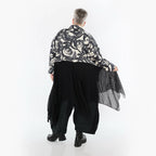 A-Form Jacke von AKH Premium aus Polyester, P1016.7147, Ecru/Schwarz, Pinselstrich, Schick