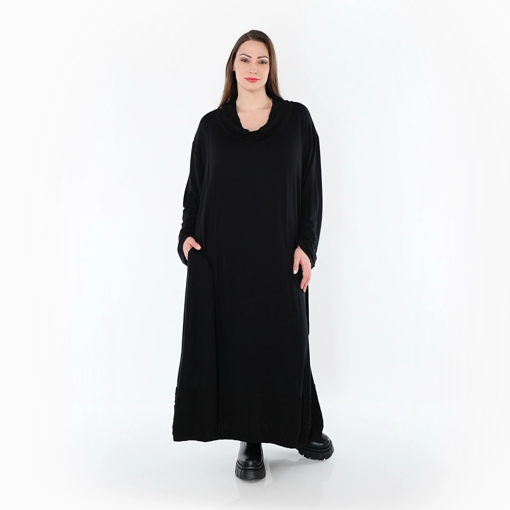  Ballonkleid von AKH Premium aus Viskose, P1020.7156, Schwarz, Punkte, Ausgefallen, Zeitlos