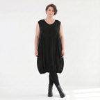 Ausgefallenes Ballonkleid aus leichtem Tencel Popeline für den modernen Lagenlook, Schwarz/Weiß