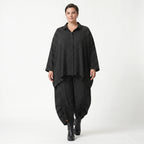 Luftig leichte A-Form Bluse im lässigen Lagenlook mit ausgefallenem Punktedesign, Schwarz/Weiß