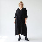Ausgefallenes Ballon Kleid im modernen Lagenlook aus feiner, luftiger Popeline Qualität, Schwarz/Weiß