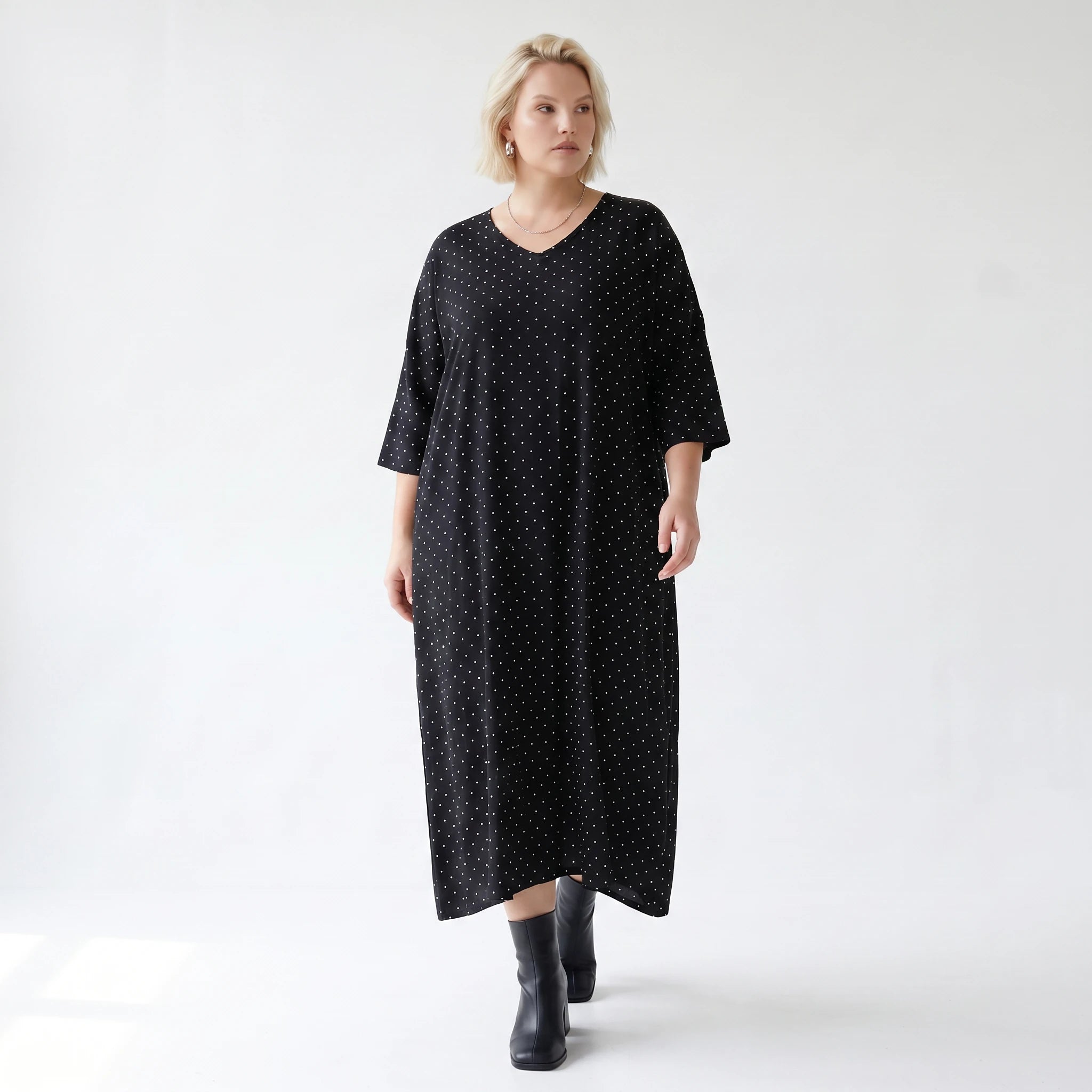 Ausgefallenes Ballon Kleid im modernen Lagenlook aus feiner, luftiger Popeline Qualität, Schwarz/Weiß