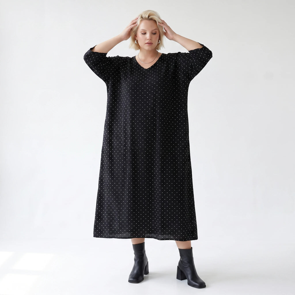 Ausgefallenes Ballon Kleid im modernen Lagenlook aus feiner, luftiger Popeline Qualität, Schwarz/Weiß