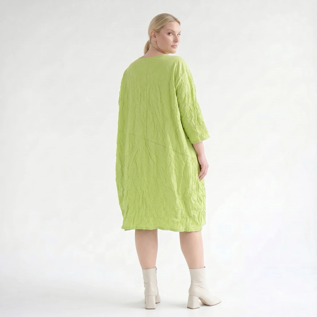 Luftiges Ballon Kleid im ausgefallenen Lagenlook aus leichter Popeline mit raffinierten Details, Apfelgrün