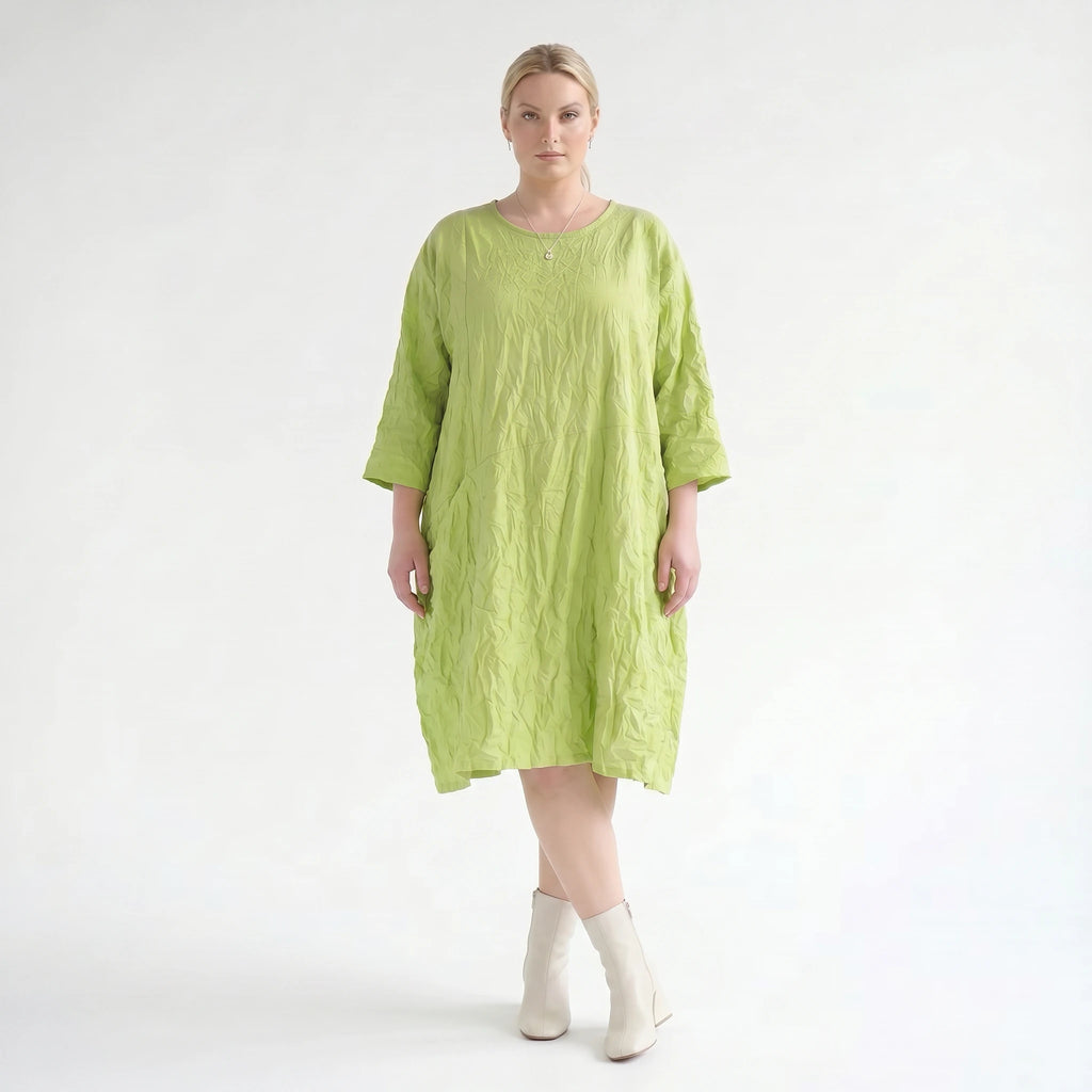 Luftiges Ballon Kleid im ausgefallenen Lagenlook aus leichter Popeline mit raffinierten Details, Apfelgrün