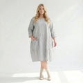 Ausgefallenes Oversize Ballon Kleid im luftigen Lagenlook mit stilvollem Crash Effekt, Grau