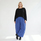 Ausgefallene Ballonhose im Lagenlook aus leichter Popeline mit Biesenmuster, luftig und leger, Royalblau