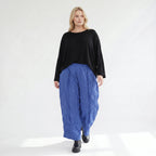 Ausgefallene Ballonhose im Lagenlook aus leichter Popeline mit Biesenmuster, luftig und leger, Royalblau