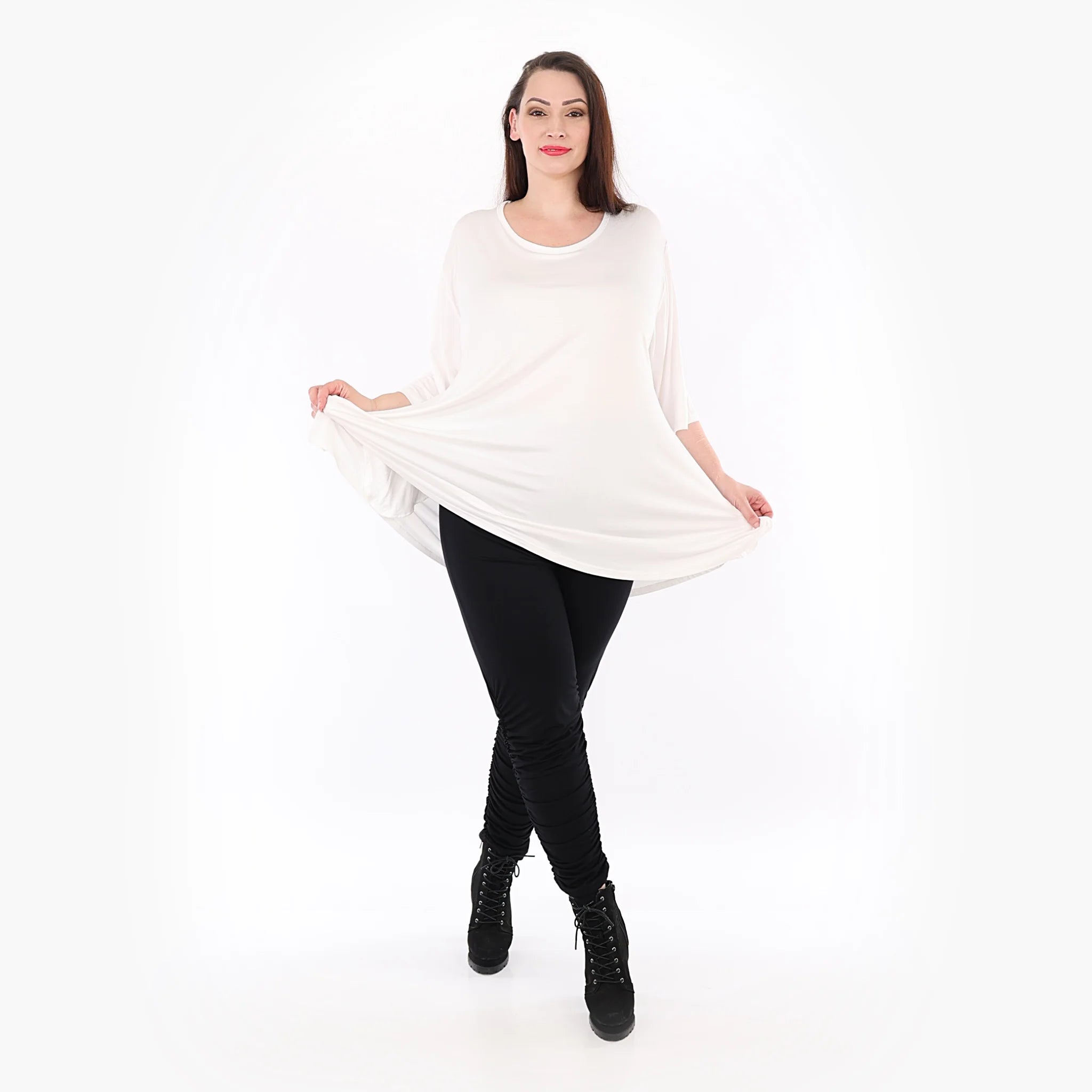  Geraffte Leggings von AKH Fashion aus Viskose, 1233.06580, Schwarz, Schick, Modern, Bequem