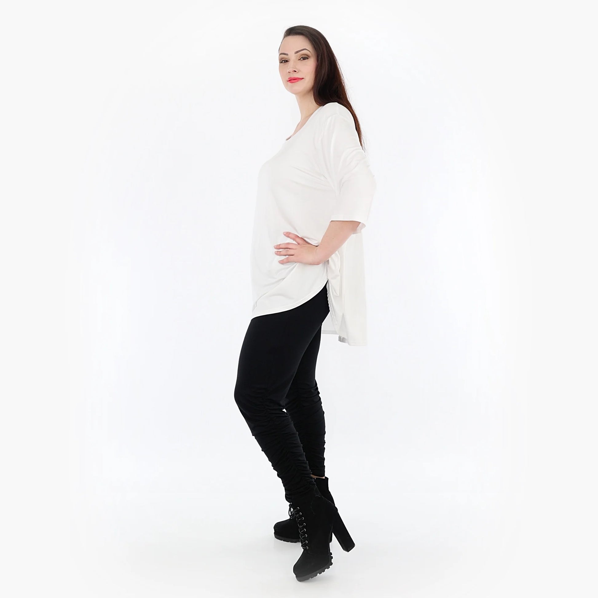  Geraffte Leggings von AKH Fashion aus Viskose, 0929.06580, Schwarz, Unifarben, Ausgefallen