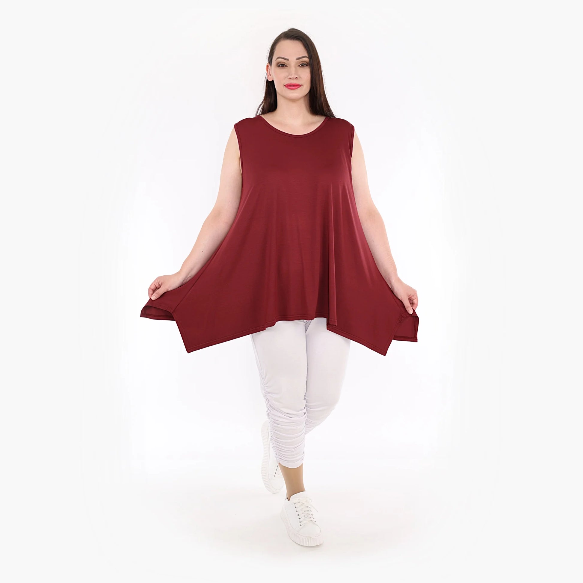  A-Form Top von AKH Fashion aus Viskose, 1233.03071, Burgundy, Unifarben, Schick, Modern