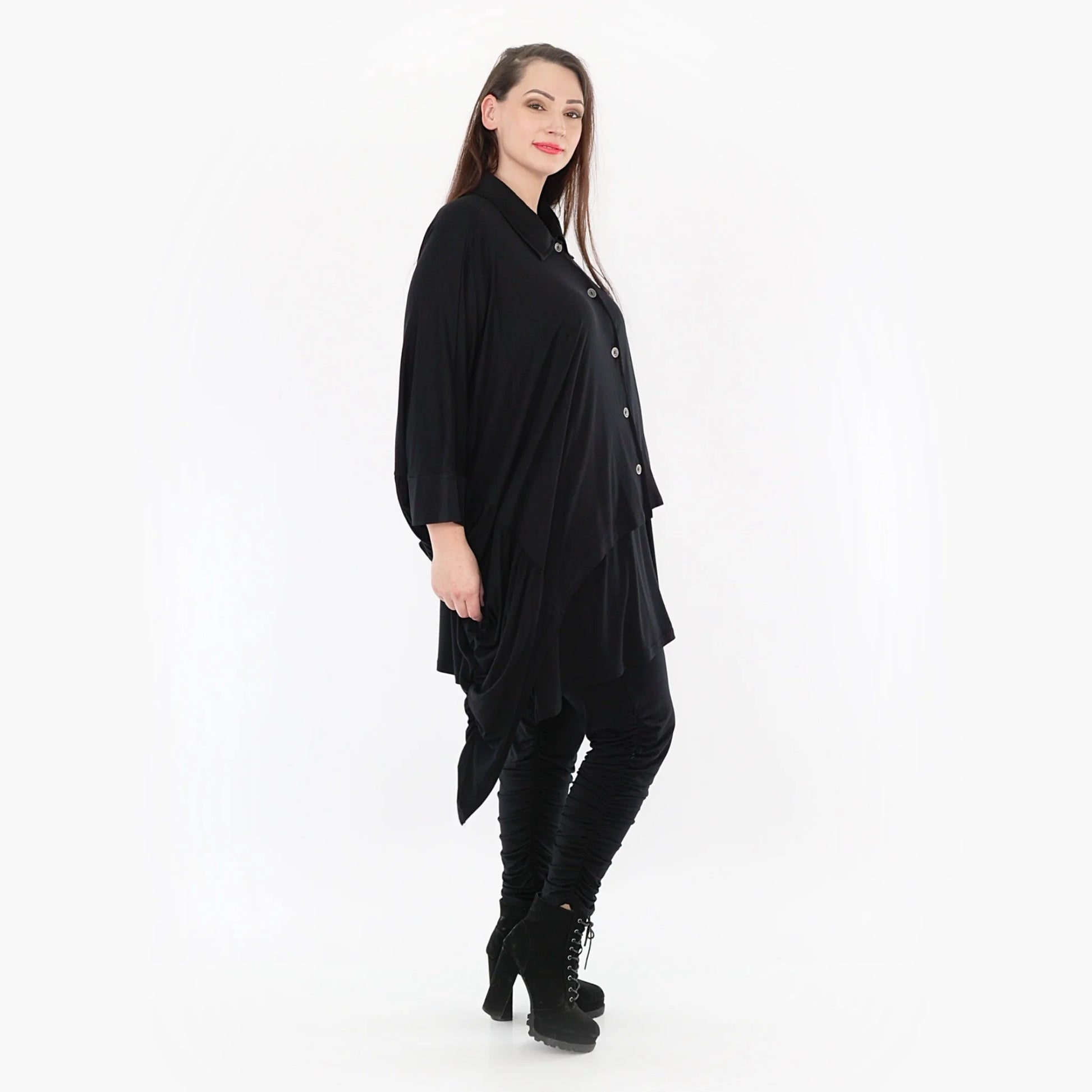  Zipfel Jacke von AKH Fashion aus Viskose, 1233.06991, Schwarz, Unifarben, Schick, Modern