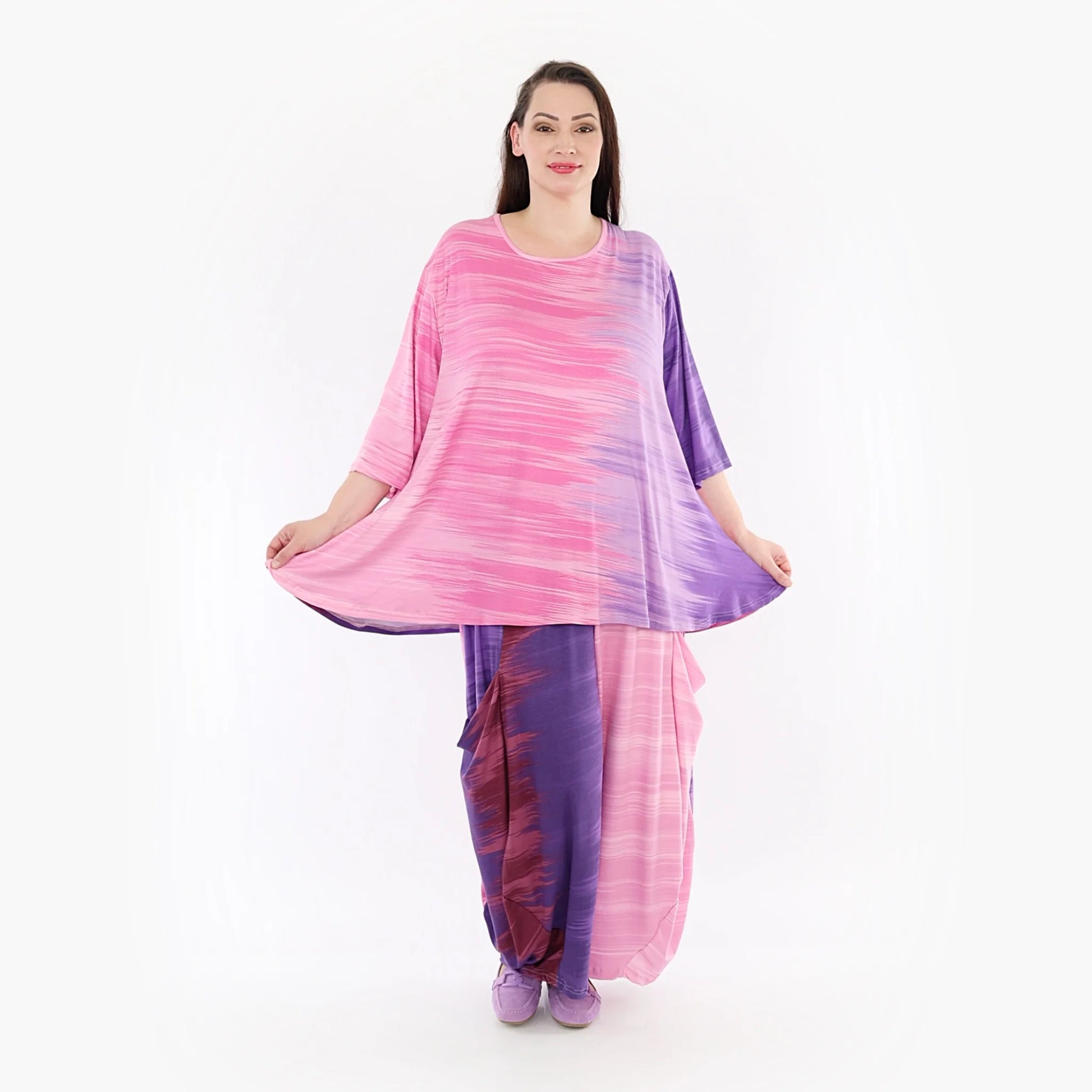  Shirt von AKH Fashion aus Viskose in Glocken-Form, 1249.01892, Flieder-Pink, Ausgefallen