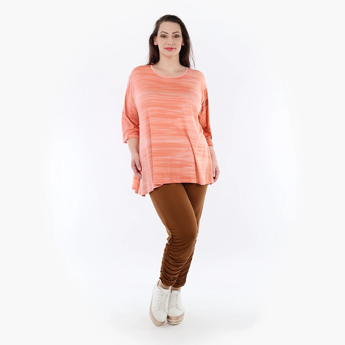  Shirt von AKH Fashion aus Viskose in Glocken-Form, 1249.01892, Koralle-Orange, Ausgefallen