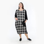  Ballonkleid von AKH Fashion aus Viskose, 1269.06943, Grau-Weiß-Schwarz, Schick, Modern