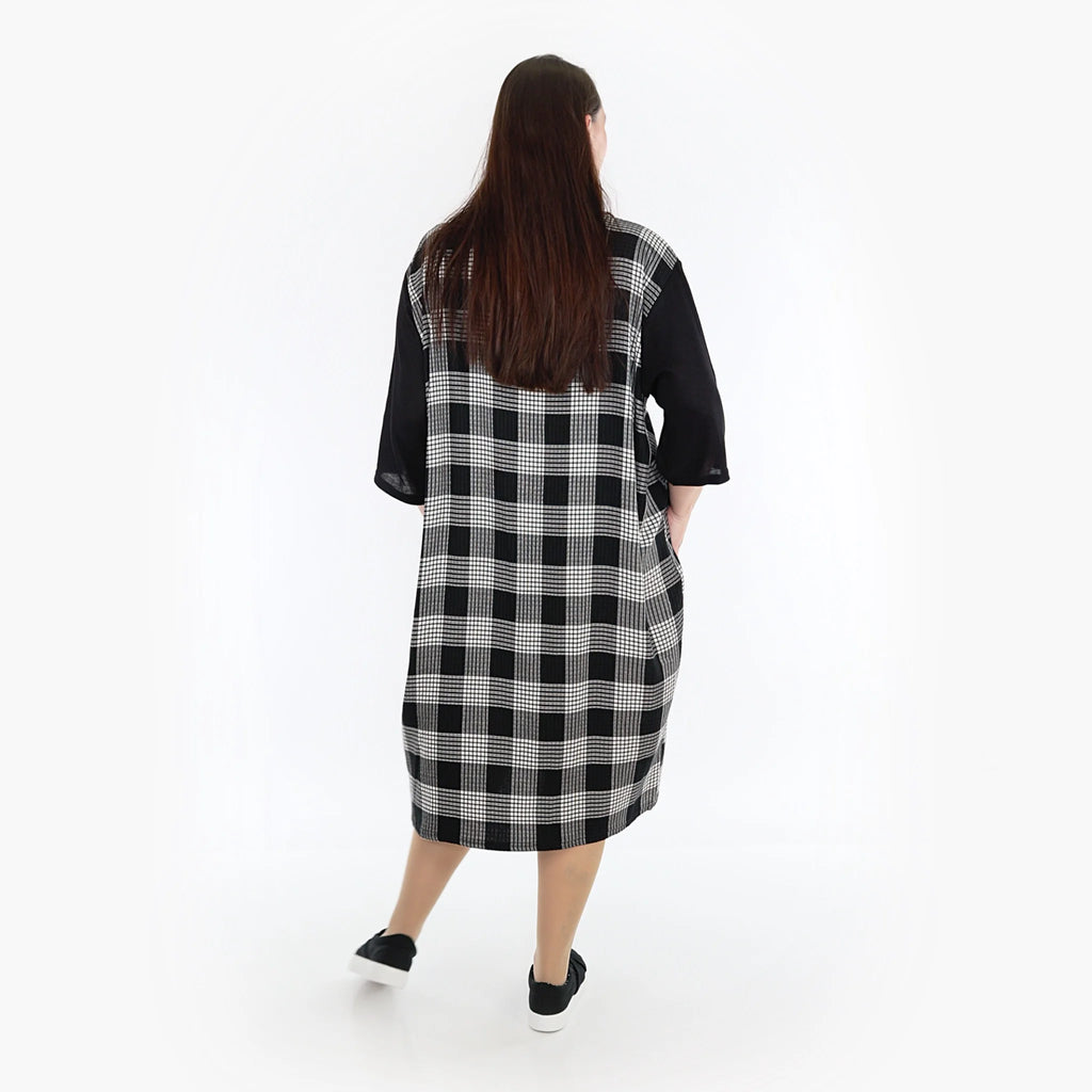  Ballonkleid von AKH Fashion aus Viskose, 1269.06943, Grau-Weiß-Schwarz, Schick, Modern