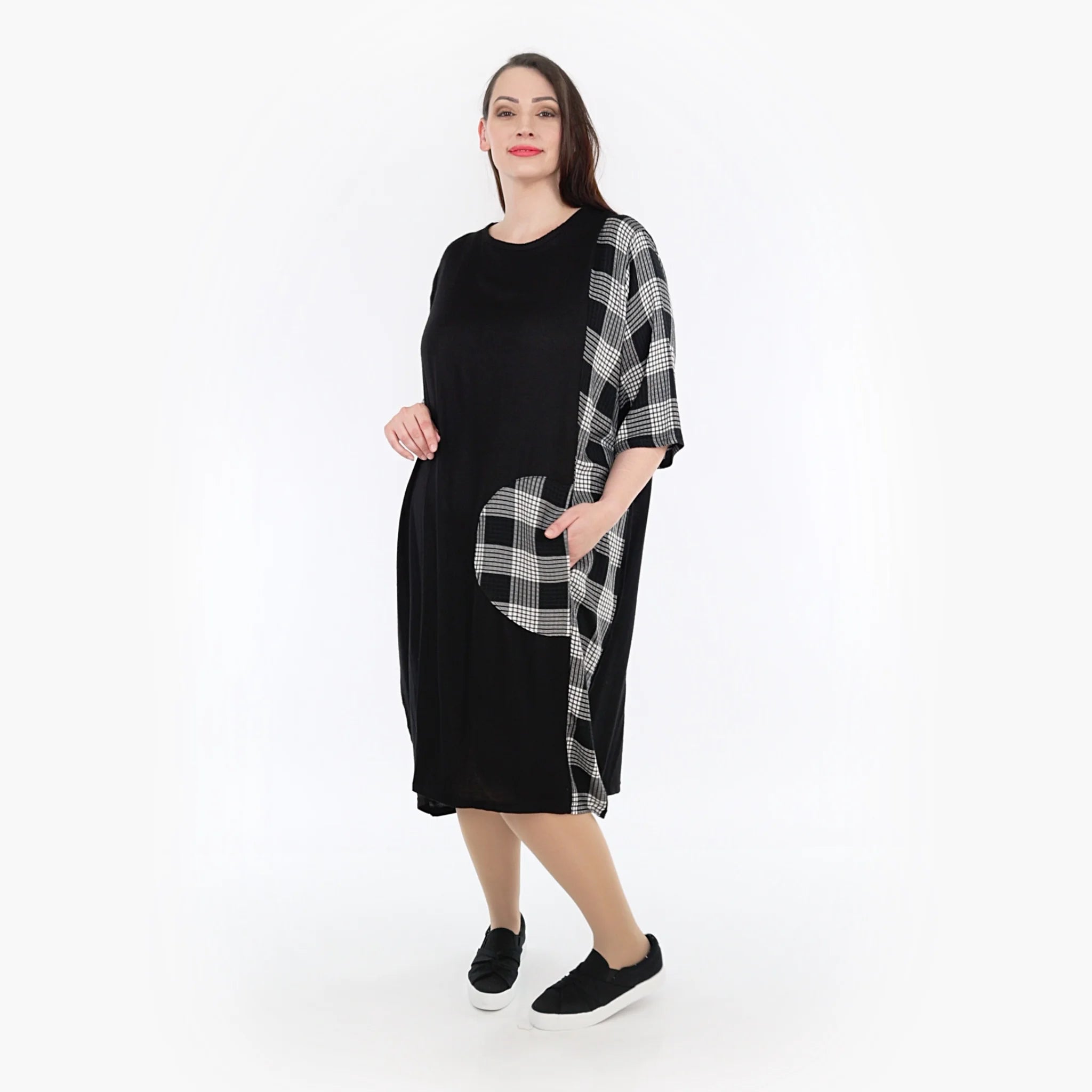  Ballonkleid von AKH Fashion aus Viskose, 1269.06943, Schwarz-Grau-Weiß, Schick, Modern