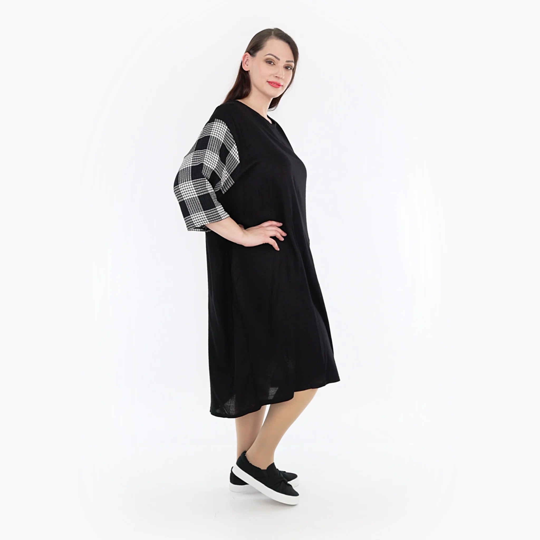  Ballonkleid von AKH Fashion aus Viskose, 1269.06943, Schwarz-Grau-Weiß, Schick, Modern