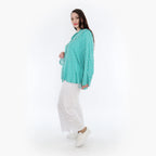  AKH Fashion Jacke in gerundeter Form, aus Viskose, 1273.00140, Mint-Weiß, Schick, Modern