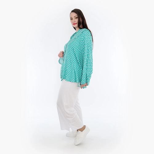  AKH Fashion Jacke in gerundeter Form, aus Viskose, 1273.00140, Mint-Weiß, Schick, Modern